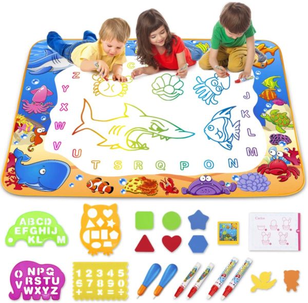 Toyk Aqua Magic Mat - Kids Painting Writing Doodle Board Toy - Color Doodle Drawing Mat Bring Pens Educational Toys for Age 3 4 5 6 7 8 9 10 11 12 Year Old Girls Boys Age Toddler Gift