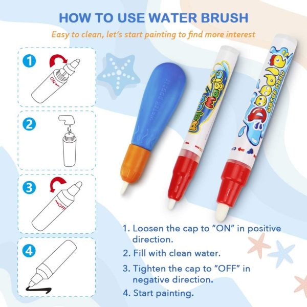 Toyk Aqua Magic Mat - Kids Painting Writing Doodle Board Toy - Color Doodle Drawing Mat Bring Pens Educational Toys for Age 3 4 5 6 7 8 9 10 11 12 Year Old Girls Boys Age Toddler Gift - Image 4