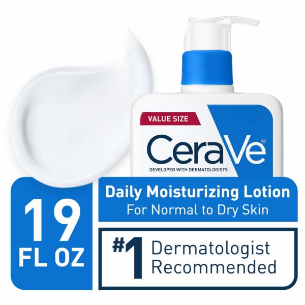 CeraVe Daily Moisturizing Lotion for Dry Skin | Body Lotion & Facial Moisturizer with Hyaluronic Acid and Ceramides | Fragrance Free | 19 Ounce, Basic - Image 4