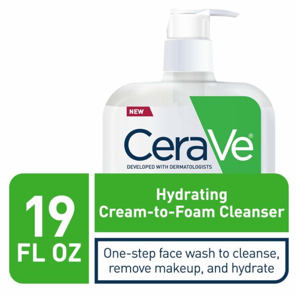 CeraVe Hydrating Cream-to-Foam Cleanser | Makeup Remover and Face Wash With Hyaluronic Acid | Fragrance Free | 19 Ounce - Image 2