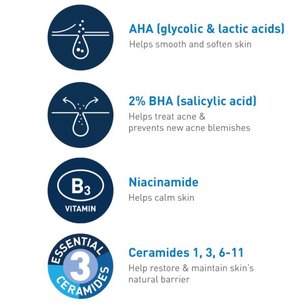 CeraVe Salicylic Acid Acne Treatment with Glycolic Acid and Lactic Acid | AHA/BHA Acne Gel for Face to Control and Clear Breakouts |1.35 Ounce - Image 2