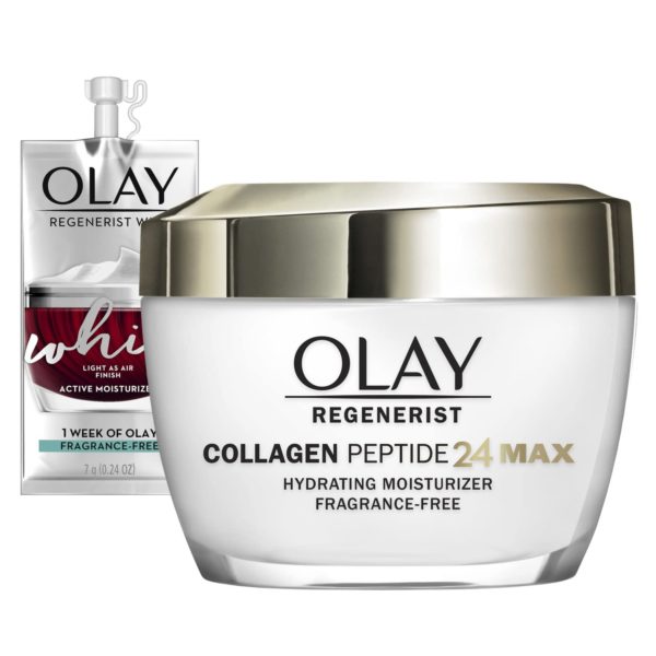 Olay Regenerist Collagen Peptide 24 MAX Hydrating Face Moisturizer, 1.7 oz + Whip Face Moisturizer Travel/Trial Size Gift Set
