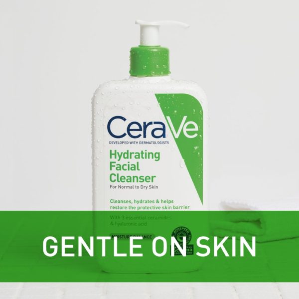 CeraVe Hydrating Facial Cleanser | Moisturizing Non-Foaming Face Wash with Hyaluronic Acid, Ceramides and Glycerin | 16 Fluid Ounce - Image 2
