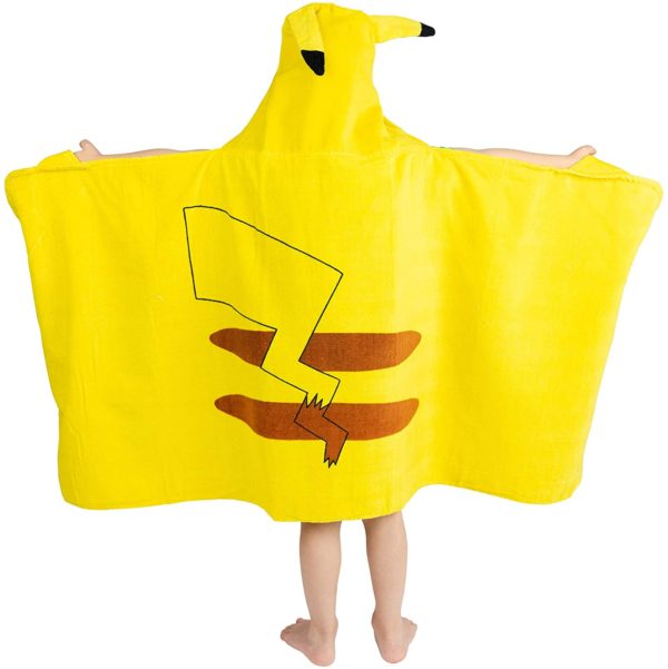Franco Kids Bath and Beach Soft Cotton Terry Hooded Towel Wrap, 24" x 50", Pokemon Pikachu