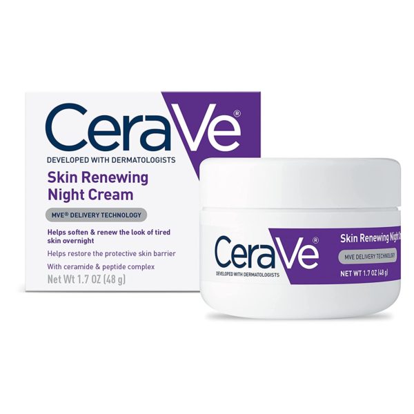 CeraVe Skin Renewing Night Cream | Niacinamide, Peptide Complex, and Hyaluronic Acid Moisturizer for Face | 1.7 Ounce