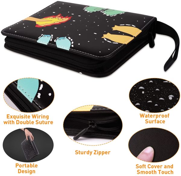 Fivegoes 4-Pocket Binder for Pokemon Cards, Built-in 50 Pages Removable Pokemon Card Holder Compatible with 400 Cards, Portable Cards Collector for Trading Cards, Best Gifts for Boys and Girls - Black - Image 2
