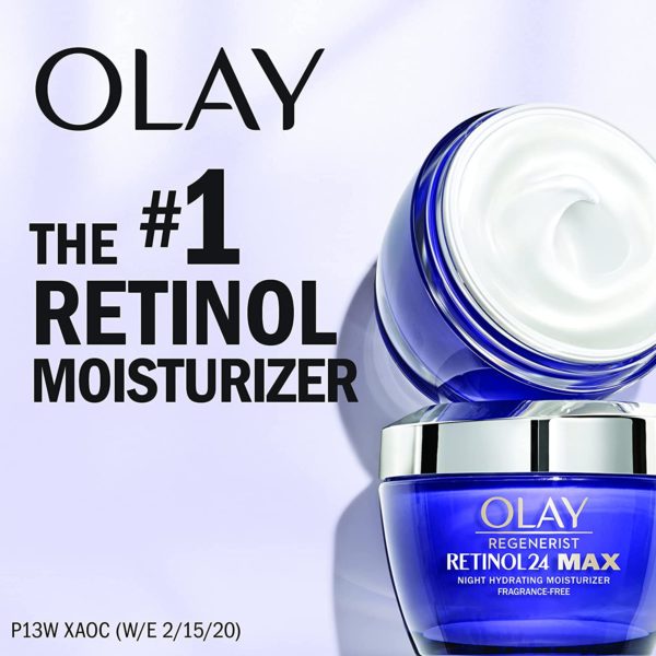 Olay Regenerist Retinol 24 Max Moisturizer, Retinol 24 Max Night Face Cream, Fragrance Free, 1.7 Oz + Whip Face - Image 3