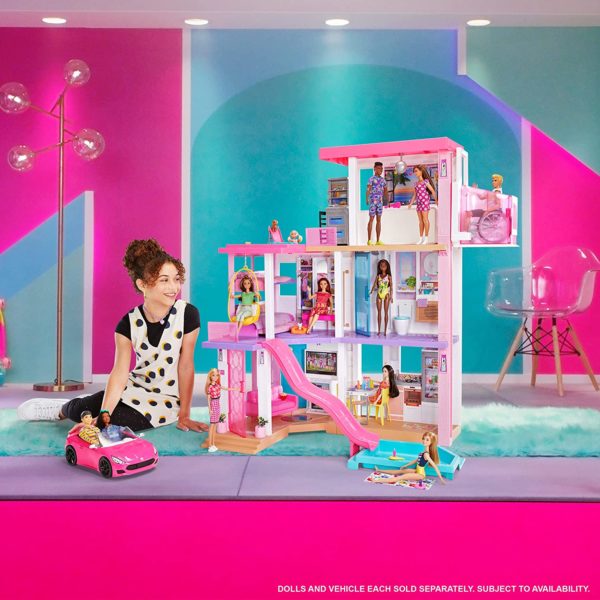Barbie Dreamhouse (3.75-ft) 3-Story Dollhouse Playset with Pool & Slide, Party Room, Elevator, Puppy Play Area, Customizable Lights & Sounds, 75+ Pieces, Gift for 3 to 7 Year Olds, New for 2021 - Image 3