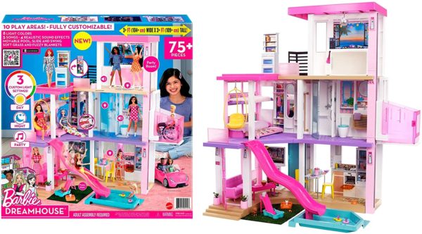Barbie Dreamhouse (3.75-ft) 3-Story Dollhouse Playset with Pool & Slide, Party Room, Elevator, Puppy Play Area, Customizable Lights & Sounds, 75+ Pieces, Gift for 3 to 7 Year Olds, New for 2021 - Image 4